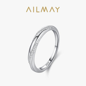 925 Silver Zircon Geometric Stackable Ring Women Party Jewelry