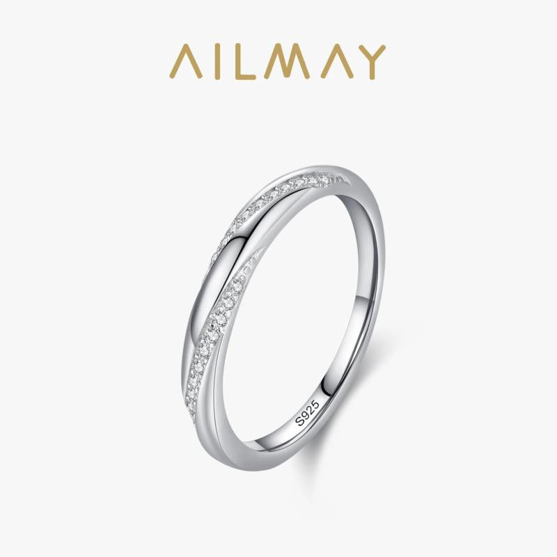 925 Silver Zircon Geometric Stackable Ring Women Party Jewelry