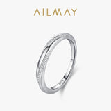 925 Silver Zircon Geometric Stackable Ring Women Party Jewelry