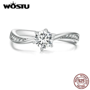 925 Silver CZ Twist Braided Rings For Women
