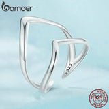 925 Silver Vintage V-Shaped Double-layer Open Ring Layering Rings For Women