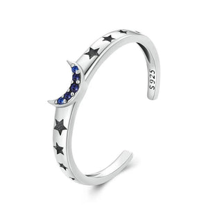 925 Silver Sun Moon Stars Ring Couple Band Size 5-9 Fine Jewelry Gift