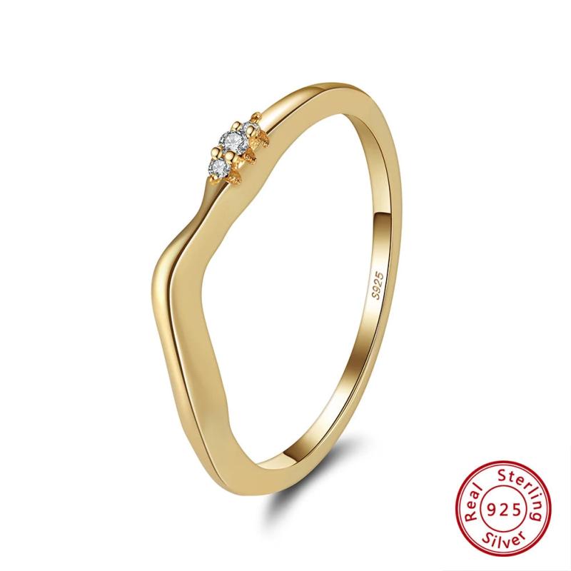 925 Silver CZ Stacking Rings for Women - Minimalist Birthday Gift