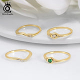 925 Silver CZ Stacking Rings for Women - Minimalist Birthday Gift