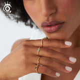 925 Silver CZ Stacking Rings for Women - Minimalist Birthday Gift