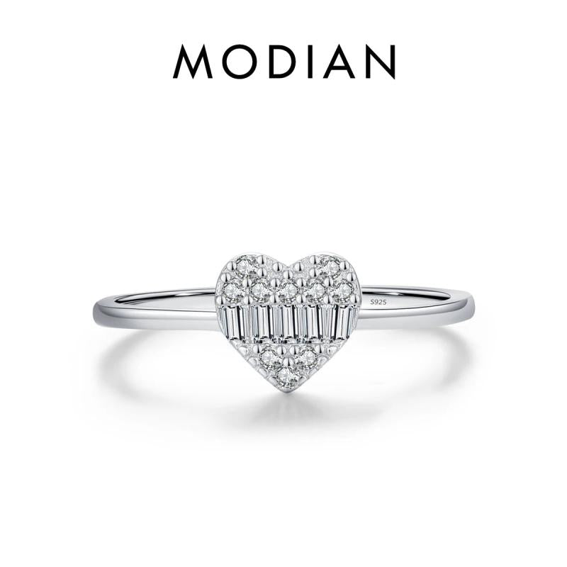 925 Silver Heart Zirconia Ring Platinum Plated