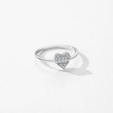 925 Silver Heart Zirconia Ring Platinum Plated