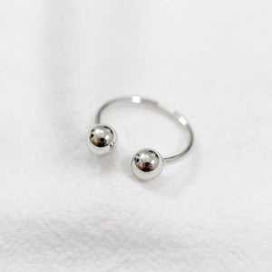 SHANICE 925 Sterling Silver Double Ball Beads Open Rings Adjustable Finger Rings
