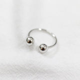 SHANICE 925 Sterling Silver Double Ball Beads Open Rings Adjustable Finger Rings