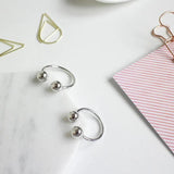 SHANICE 925 Sterling Silver Double Ball Beads Open Rings Adjustable Finger Rings
