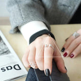 SHANICE 925 Sterling Silver Double Ball Beads Open Rings Adjustable Finger Rings
