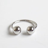 SHANICE 925 Sterling Silver Double Ball Beads Open Rings Adjustable Finger Rings