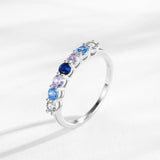 925 Silver Multicolour Crystal Ring - Sparkling Stone Fine Jewel