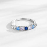 925 Silver Multicolour Crystal Ring - Sparkling Stone Fine Jewel