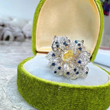 Floral Zircon 925 Silver Engagement Ring Prom Gift