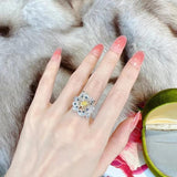 Floral Zircon 925 Silver Engagement Ring Prom Gift