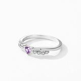 925 Silver Purple Heart CZ Ring for Women Birthday Gift