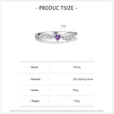 925 Silver Purple Heart CZ Ring for Women Birthday Gift