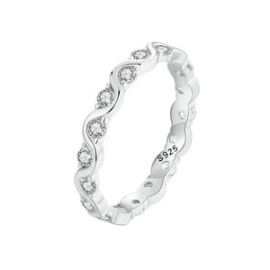 925 Silver CZ Band Ring Women Birthday Gift Fine Jewelry