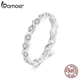 925 Silver CZ Band Ring Women Birthday Gift Fine Jewelry