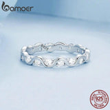 925 Silver CZ Band Ring Women Birthday Gift Fine Jewelry