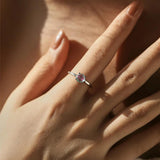 925 Silver Rainbow Round Zirconia Rings Wedding Jewelry For Women