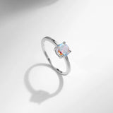 925 Silver Rainbow Round Zirconia Rings Wedding Jewelry For Women
