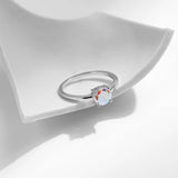 925 Silver Rainbow Round Zirconia Rings Wedding Jewelry For Women