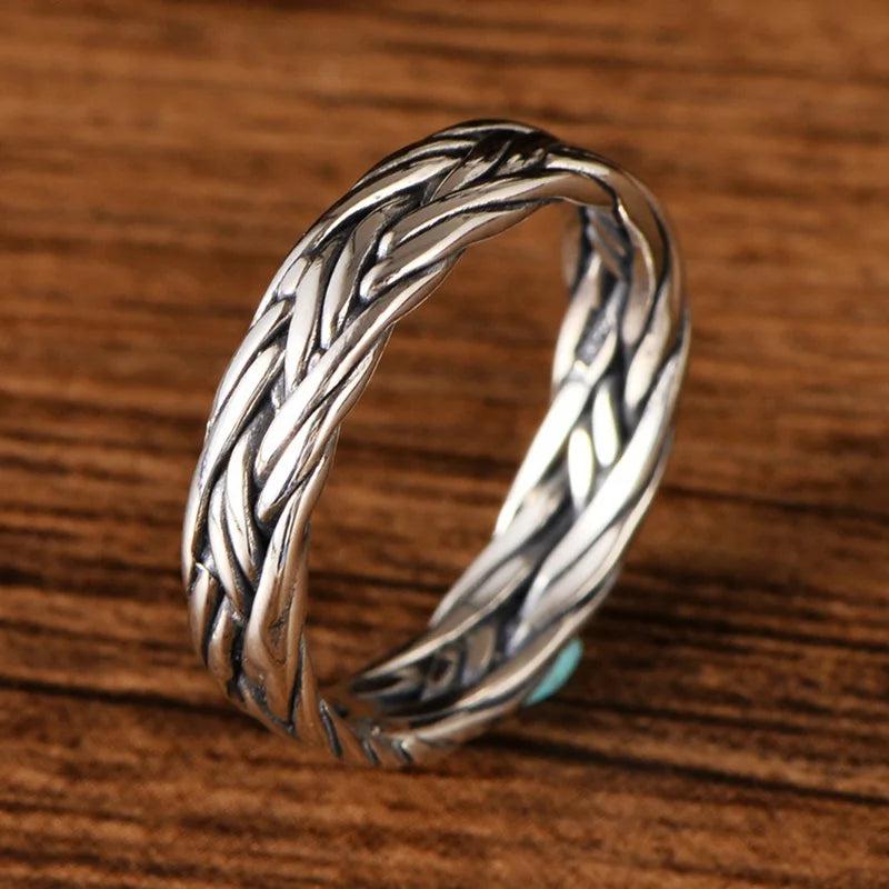 925 Sterling Silver Braided Ring For Men And Women Couple Wedding Bands