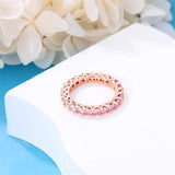 925 Silver Heart Zircon Snowflake Ring Pink Engagement Wedding