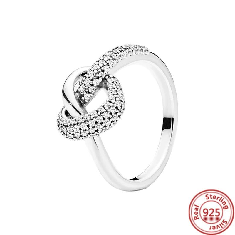 925 Sterling Silver Feather Crown Heart Flower Zircon Fine Rings