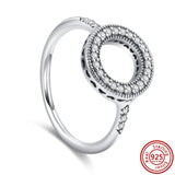 925 Sterling Silver Feather Crown Heart Flower Zircon Fine Rings