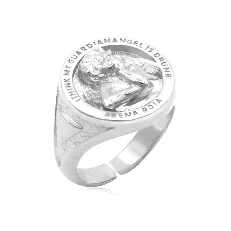925 Silver Angel Love Child Adjustable Ring