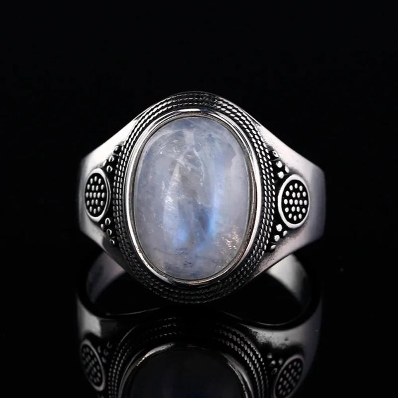 925 Silver Moonstone Ring Vintage Jewelry Party Ring