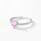 925 Sterling Silver Pink Heart Clear CZ Finger Rings Wedding Jewelry Gift