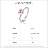 925 Sterling Silver Pink Heart Clear CZ Finger Rings Wedding Jewelry Gift
