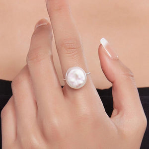 Summer Natural Pearl 12-13mm Sterling Silver Ring