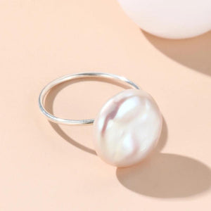Summer Natural Pearl 12-13mm Sterling Silver Ring