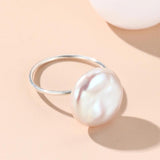 Summer Natural Pearl 12-13mm Sterling Silver Ring