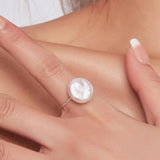 Summer Natural Pearl 12-13mm Sterling Silver Ring