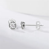 Zircon Studs Round Diamond Earrings Real Fine Jewelry Sterling Silver