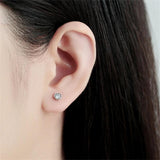 Zircon Studs Round Diamond Earrings Real Fine Jewelry Sterling Silver