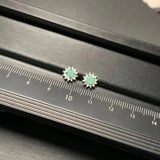 HEYYA STONE Natural Emerald Stud Earrings 925 Silver Fine Jewelry
