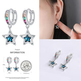 925 Silver Hoop Earrings Diamond Love Heart Lock Peach Heart Earrings