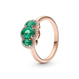 Colorful 925 Silver Rose Zircon Olive Heart Angel Wings Female Ring
