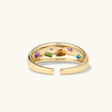 925 Silver Rainbow CZ Colorful Resizable Ring Adjustable Women Jewelry