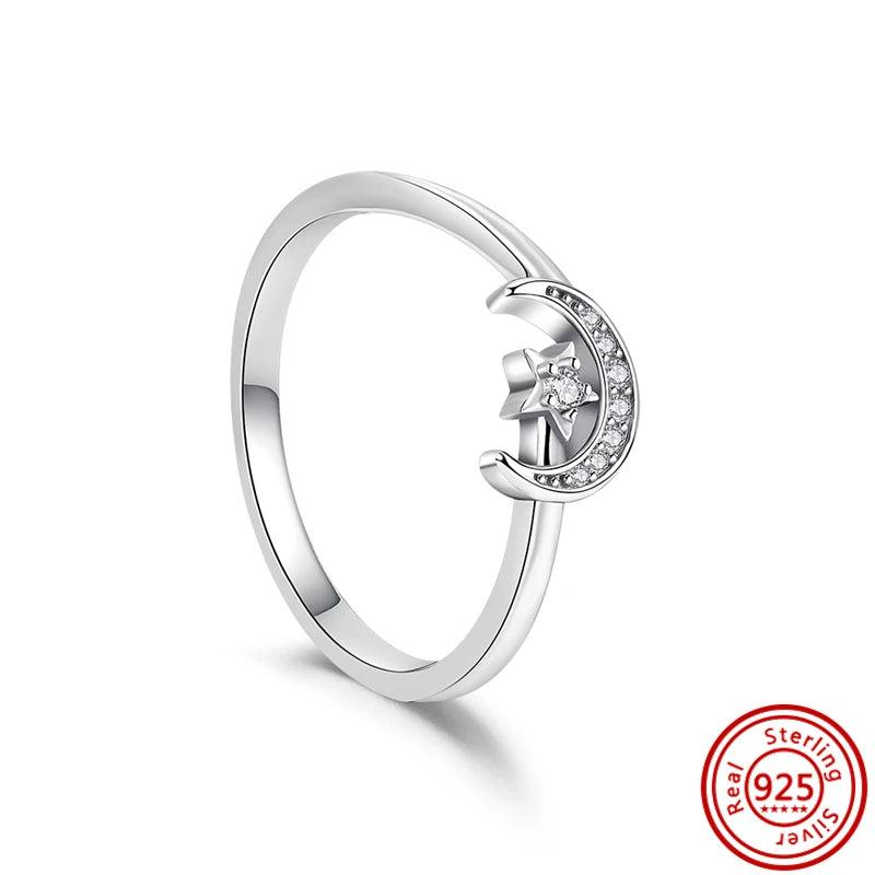 925 Silver Star Moon Sun Galaxy Charms Radiant Pantaro Rings Women Jewelry