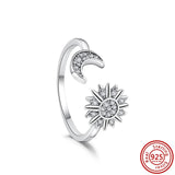 925 Silver Star Moon Sun Galaxy Charms Radiant Pantaro Rings Women Jewelry