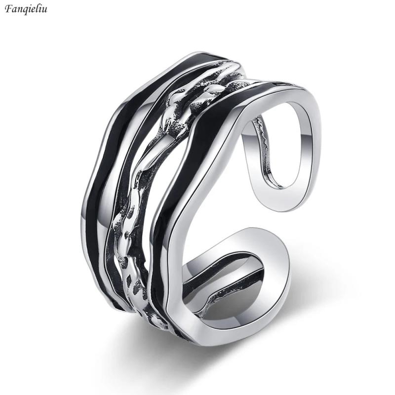925 Silver Needle Hollow Out Multi-layers Party Jewelry Ring