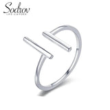 Sodrov Silver 925 Double T Ring Open Adjustable Classic Silver Ring
